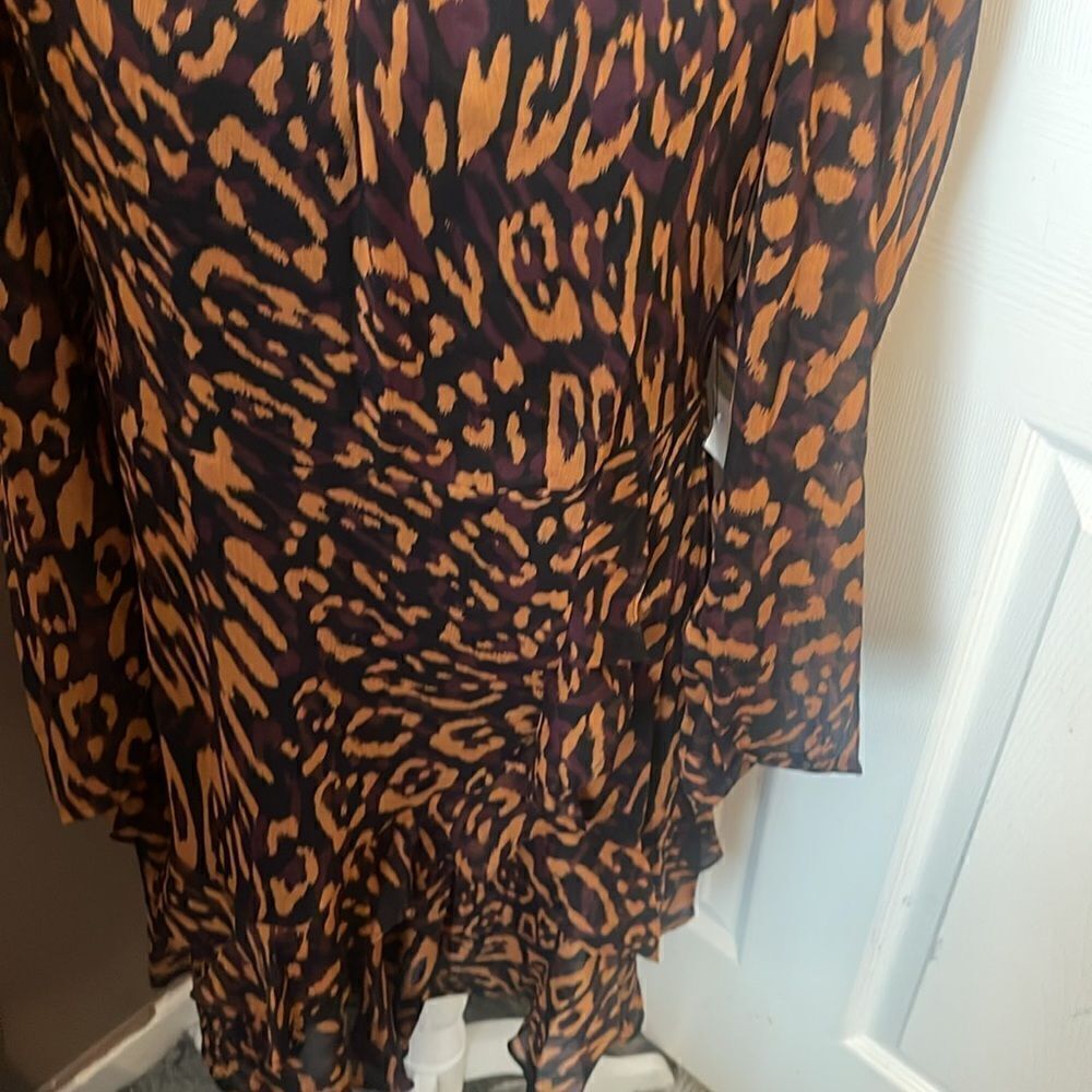 DKNY Leopard Print Mini Dress In Roasted Pecan Medium NWT - Picture 3 of 13